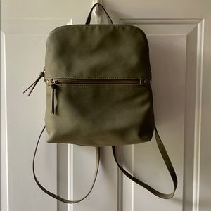 Army Green Leather Backpack